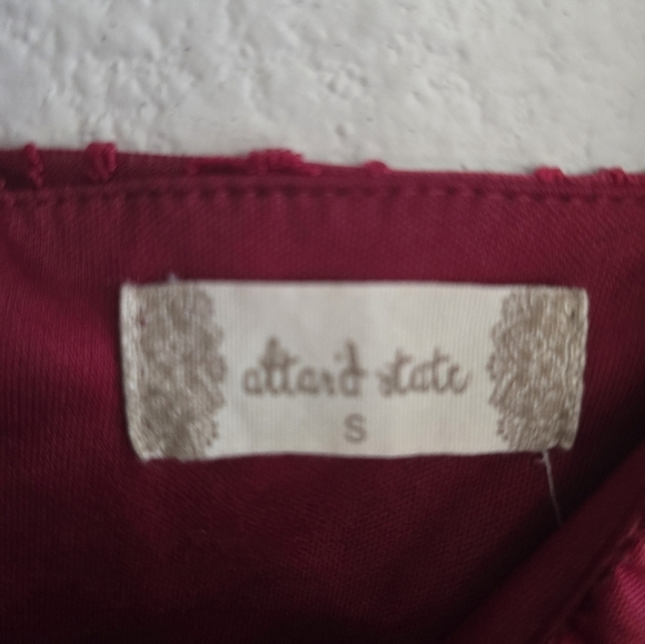 Altar'd State Dress Women Sz S Red Sweetheart Ruffle Neck Fit Flare Whimsy - Picture 11 of 14